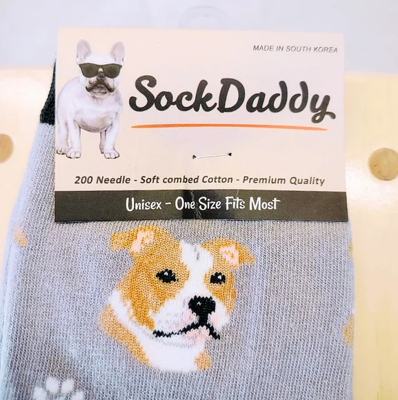SOCK DADDY SOFT COMBED COTTON UNISEX ONE SIZE FITS MOST PITBULL PATTERN SOCKS - Picture 3 of 4